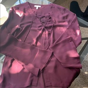 Leith Maroon Sheer Blouse